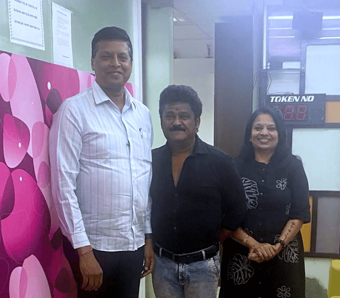 Dr. Harish K. V with Jaggesh & Parimala Jaggesh